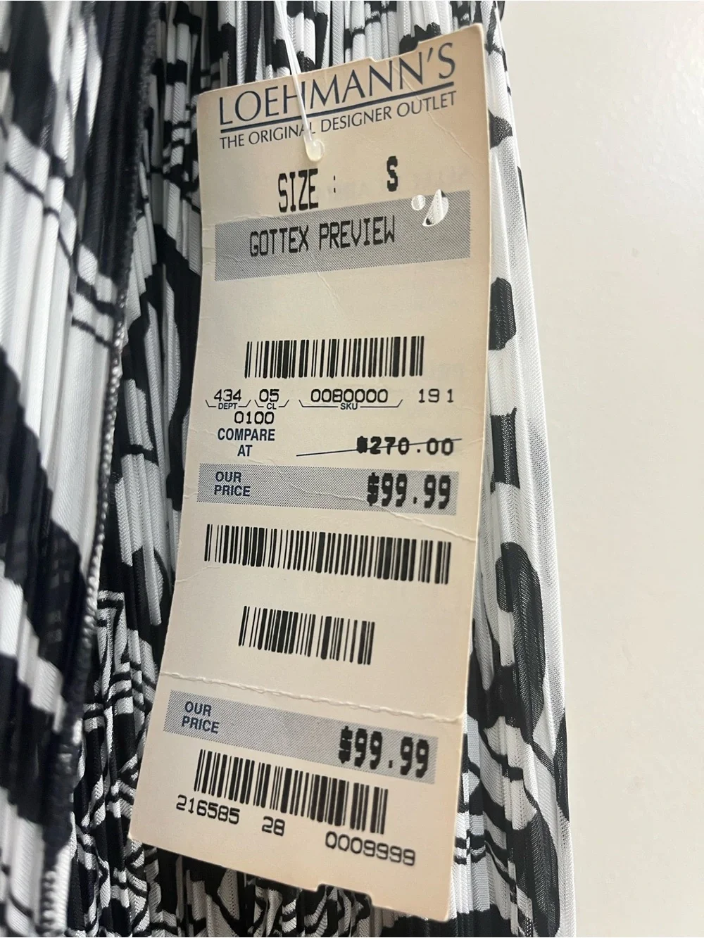 Gottex Black & White Patterned Maxi Skirt Cover Up with Tie Waist